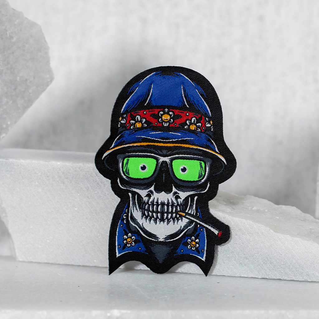 Skull character embroidered patch